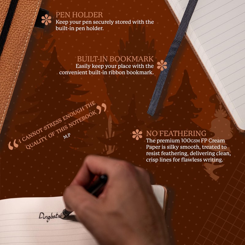 Dingbats* Notebooks Dingbats* - Wildlife Squared Extra Large A4 Notebook - PU Leather Hardcover Journal for Work, Writing - Pocket, Elastic Closure, Pen Holder, Bookmark - Image 3